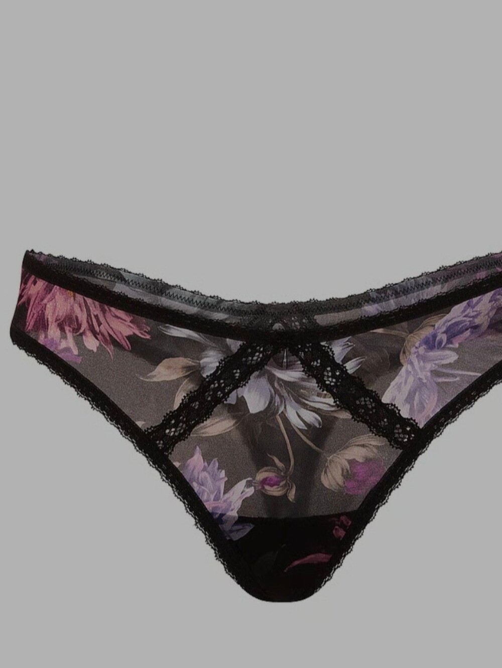 Victorias Secret Dream Angels Sheer Shimmer Lace Trim Thong Pantie